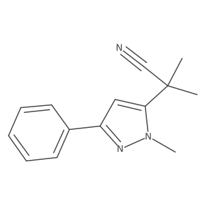 2-methyl-2-(1-methyl-3-phenyl-1H-pyrazol-5-yl)propanenitrile结构式