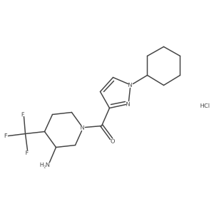 [3-Amino-4-(trifluoromethyl)piperidin-1-yl]-(1-cyclohexylpyrazol-3-yl)methanone;hydrochloride Structure