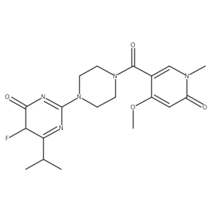 5-fluoro-2-[4-(4-methoxy-1-methyl-6-oxopyridine-3-carbonyl)piperazin-1-yl]-6-propan-2-yl-5H-pyrimidin-4-one结构式