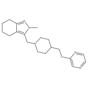 2-methyl-3-({4-[(pyrazin-2-yloxy)methyl]piperidin-1-yl}methyl)-4,5,6,7-tetrahydro-2H-indazole结构式