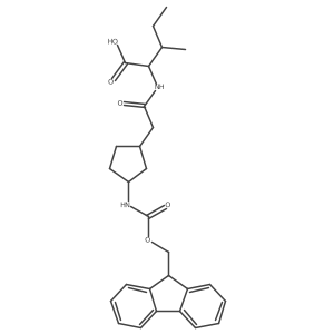 (2S,3S)-2-{2-[3-({[(9H-fluoren-9-yl)methoxy]carbonyl}amino)cyclopentyl]acetamido}-3-methylpentanoic acid Structure