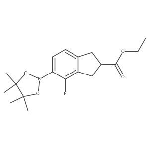 Ethyl 4-fluoro-5-(4,4,5,5-tetramethyl-1,3,2-dioxaborolan-2-yl)-2,3-dihydro-1H-indene-2-carboxylate结构式