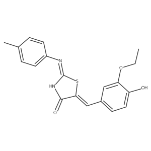 (5Z)-5-(3-ethoxy-4-hydroxybenzylidene)-2-[(4-methylphenyl)amino]-1,3-thiazol-4(5H)-one结构式