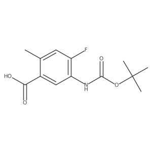 5-tert-Butoxycarbonylamino-4-fluoro-2-methylbenzoic acid结构式