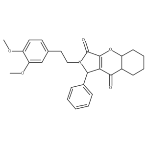2-[2-(3,4-dimethoxyphenyl)ethyl]-1-phenyl-4a,5,6,7,8,8a-hexahydro-1H-chromeno[2,3-c]pyrrole-3,9-dione结构式