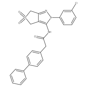 2-([1,1'-biphenyl]-4-yl)-N-(2-(3-chlorophenyl)-5,5-dioxido-4,6-dihydro-2H-thieno[3,4-c]pyrazol-3-yl)acetamide Structure