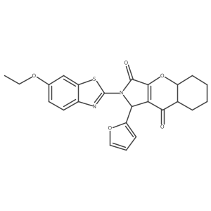 2-(6-ethoxy-1,3-benzothiazol-2-yl)-1-(furan-2-yl)-4a,5,6,7,8,8a-hexahydro-1H-chromeno[2,3-c]pyrrole-3,9-dione结构式