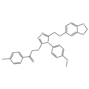 2-({5-[(1,3-benzodioxol-5-yloxy)methyl]-4-(4-methoxyphenyl)-4H-1,2,4-triazol-3-yl}sulfanyl)-1-(4-chlorophenyl)ethanone结构式