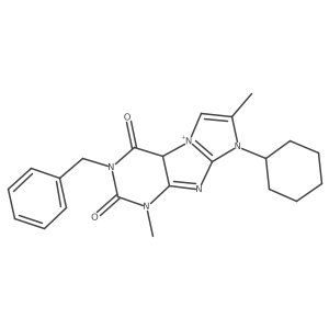 2-benzyl-6-cyclohexyl-4,7-dimethyl-9aH-purino[7,8-a]imidazol-9-ium-1,3-dione结构式