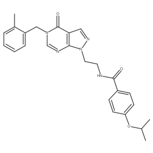 4-isopropoxy-N-(2-(5-(2-methylbenzyl)-4-oxo-4,5-dihydro-1H-pyrazolo[3,4-d]pyrimidin-1-yl)ethyl)benzamide结构式