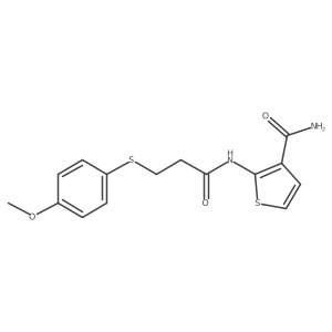 2-(3-((4-Methoxyphenyl)thio)propanamido)thiophene-3-carboxamide结构式