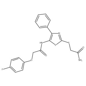 N-(2-((2-amino-2-oxoethyl)thio)-4-phenylthiazol-5-yl)-2-(4-fluorophenoxy)acetamide结构式