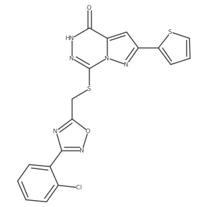 7-({[3-(2-chlorophenyl)-1,2,4-oxadiazol-5-yl]methyl}sulfanyl)-2-(thiophen-2-yl)-4H,5H-pyrazolo[1,5-d][1,2,4]triazin-4-one Structure