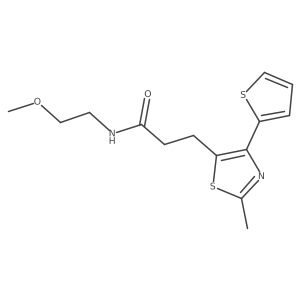 N-(2-methoxyethyl)-3-(2-methyl-4-(thiophen-2-yl)thiazol-5-yl)propanamide结构式
