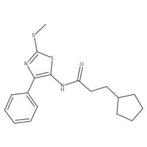 3-cyclopentyl-N-(2-(methylthio)-4-phenylthiazol-5-yl)propanamide结构式
