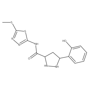 5-(2-hydroxyphenyl)-N-(5-methylsulfanyl-1,3,4-thiadiazol-2-yl)pyrazolidine-3-carboxamide Structure