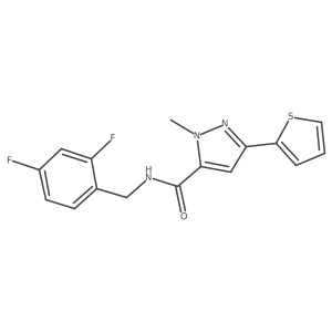 N-(2,4-difluorobenzyl)-1-methyl-3-(thiophen-2-yl)-1H-pyrazole-5-carboxamide Structure