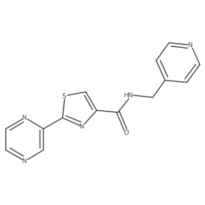 2-(pyrazin-2-yl)-N-(pyridin-4-ylmethyl)thiazole-4-carboxamide结构式