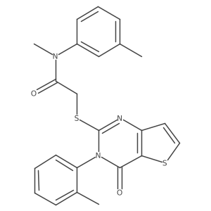 N-methyl-N-(3-methylphenyl)-2-{[3-(2-methylphenyl)-4-oxo-3,4-dihydrothieno[3,2-d]pyrimidin-2-yl]sulfanyl}acetamide结构式