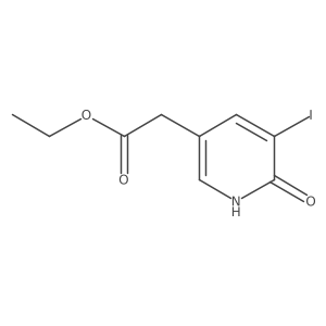 Ethyl 2-(6-hydroxy-5-iodopyridin-3-yl)acetate结构式