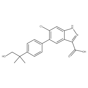 6-Chloro-5-(4-(1-hydroxy-2-methylpropan-2-yl)phenyl)-1H-indazole-3-carboxylic acid结构式