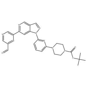 tert-butyl 4-(6-(6-(6-formylpyrazin-2-yl)-1H-pyrazolo[4,3-c]pyridin-1-yl)pyridin-2-yl)piperazine-1-carboxylate Structure