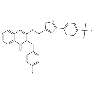 3-(4-fluorobenzyl)-2-(((3-(4-(trifluoromethyl)phenyl)-1,2,4-oxadiazol-5-yl)methyl)thio)quinazolin-4(3H)-one Structure