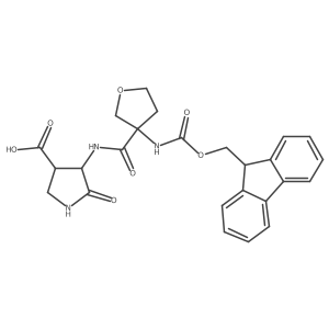 4-[3-({[(9H-fluoren-9-yl)methoxy]carbonyl}amino)oxolane-3-amido]-5-oxopyrrolidine-3-carboxylic acid Structure