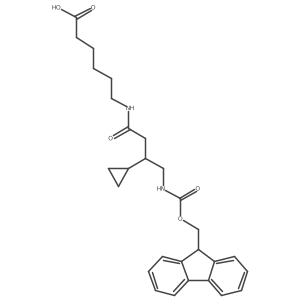6-[3-cyclopropyl-4-({[(9H-fluoren-9-yl)methoxy]carbonyl}amino)butanamido]hexanoic acid结构式