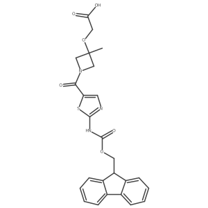 2-({1-[2-({[(9H-fluoren-9-yl)methoxy]carbonyl}amino)-1,3-thiazole-5-carbonyl]-3-methylazetidin-3-yl}oxy)acetic acid结构式