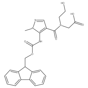 2-{1-[5-({[(9H-fluoren-9-yl)methoxy]carbonyl}amino)-1-methyl-1H-pyrazol-4-yl]-N-(2-hydroxyethyl)formamido}acetic acid Structure