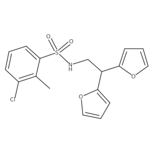 3-chloro-N-(2,2-di(furan-2-yl)ethyl)-2-methylbenzenesulfonamide Structure