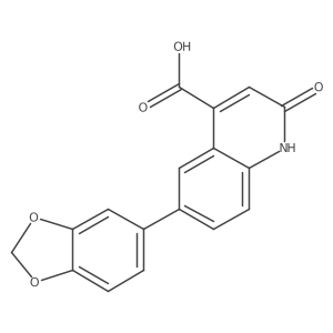 6-Benzo[1,3]dioxol-5-yl-2-oxo-1,2-dihydro-quinoline-4-carboxylic acid结构式