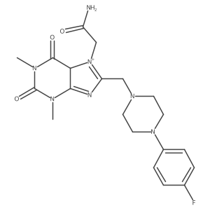 2-[8-[[4-(4-fluorophenyl)piperazin-1-yl]methyl]-1,3-dimethyl-2,6-dioxo-5H-purin-7-ium-7-yl]acetamide Structure