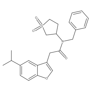 N-benzyl-N-(1,1-dioxidotetrahydrothiophen-3-yl)-2-[5-(propan-2-yl)-1-benzofuran-3-yl]acetamide结构式