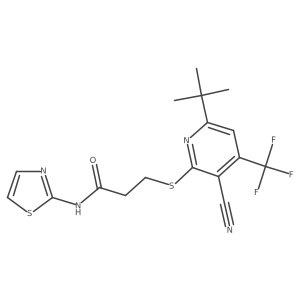 3-((6-(tert-butyl)-3-cyano-4-(trifluoromethyl)pyridin-2-yl)thio)-N-(thiazol-2-yl)propanamide结构式