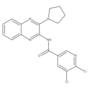5,6-dichloro-N-[3-(pyrrolidin-1-yl)quinoxalin-2-yl]pyridine-3-carboxamide结构式