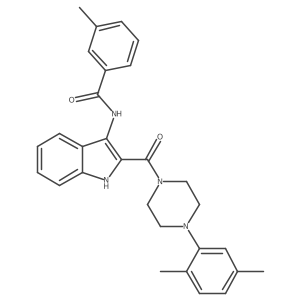 N-{2-[4-(2,5-dimethylphenyl)piperazine-1-carbonyl]-1H-indol-3-yl}-3-methylbenzamide结构式