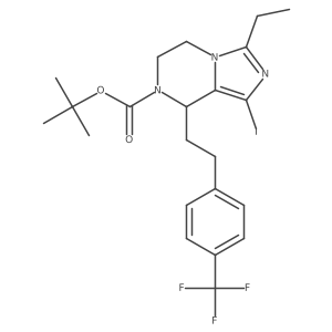 3-ethyl-1-iodo-8-[2-(4-trifluoromethyl-phenyl)-ethyl]-5,6-dihydro-8H-imidazo[1,5-a]pyrazine-7-carboxylic acid tert-butyl ester Structure