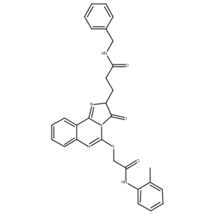 N-benzyl-3-[5-({[(2-methylphenyl)carbamoyl]methyl}sulfanyl)-3-oxo-2H,3H-imidazo[1,2-c]quinazolin-2-yl]propanamide结构式