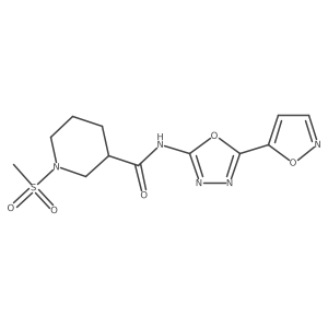 N-(5-(isoxazol-5-yl)-1,3,4-oxadiazol-2-yl)-1-(methylsulfonyl)piperidine-3-carboxamide结构式