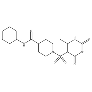 N-cyclohexyl-1-[(4-methyl-2,6-dioxo-1,3-diazinan-5-yl)sulfonyl]piperidine-4-carboxamide结构式
