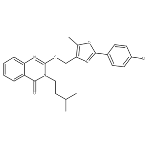 2-(((2-(4-chlorophenyl)-5-methyloxazol-4-yl)methyl)thio)-3-isopentylquinazolin-4(3H)-one结构式