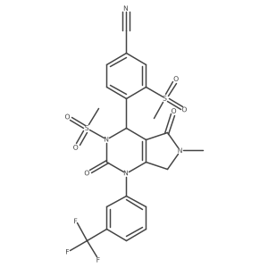 4-{(4S)-6-Methyl-3-(methylsulfonyl)-2,5-dioxo-1-[3-(trifluoromethyl)phenyl]-2,3,4,5,6,7-hexahydro-1H-pyrrolo[3,4-d]pyrimidin-4-yl}-3-(methylsulfonyl)benzonitrile结构式