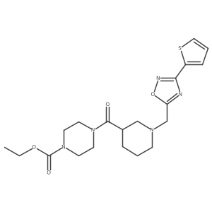 Ethyl 4-(1-((3-(thiophen-2-yl)-1,2,4-oxadiazol-5-yl)methyl)piperidine-3-carbonyl)piperazine-1-carboxylate结构式