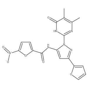 N-(1-(4,5-dimethyl-6-oxo-1,6-dihydropyrimidin-2-yl)-3-(furan-2-yl)-1H-pyrazol-5-yl)-5-nitrofuran-2-carboxamide Structure
