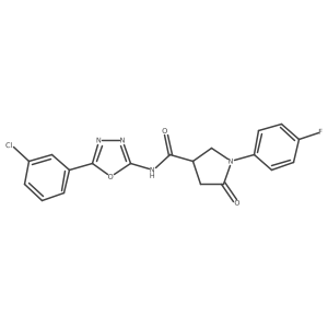 N-(5-(3-chlorophenyl)-1,3,4-oxadiazol-2-yl)-1-(4-fluorophenyl)-5-oxopyrrolidine-3-carboxamide结构式