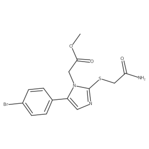 methyl 2-(2-((2-amino-2-oxoethyl)thio)-5-(4-bromophenyl)-1H-imidazol-1-yl)acetate Structure