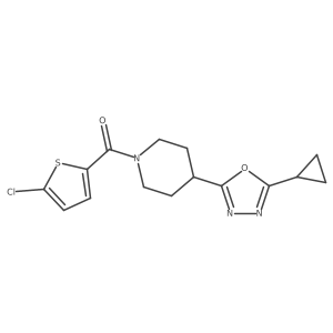 (5-Chlorothiophen-2-yl)(4-(5-cyclopropyl-1,3,4-oxadiazol-2-yl)piperidin-1-yl)methanone结构式