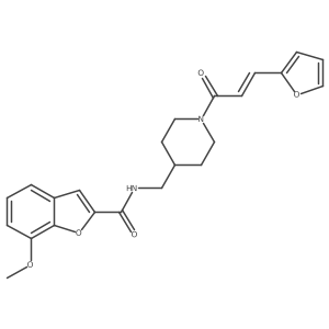 (E)-N-((1-(3-(furan-2-yl)acryloyl)piperidin-4-yl)methyl)-7-methoxybenzofuran-2-carboxamide结构式